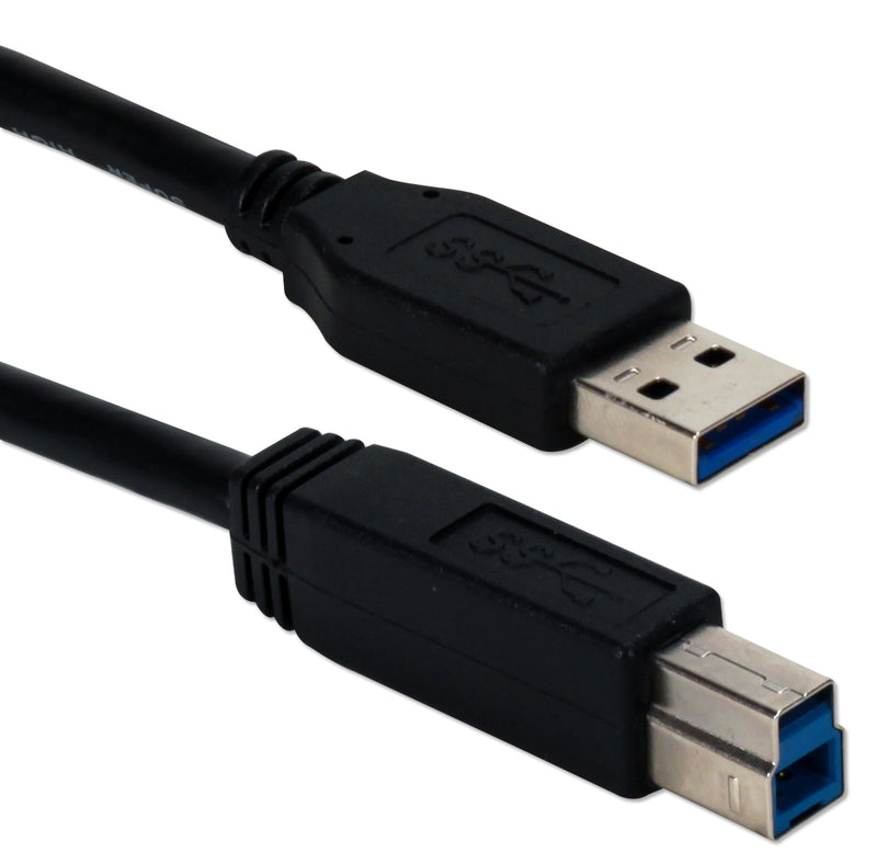 QVS CC2219C-06BK 6ft USB 3.0/3.1 Compliant 5Gbps Type A Male to B Male Black Cable