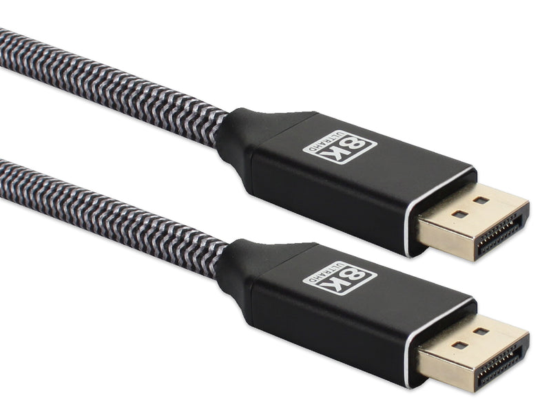 QVS DP8-03P 3ft DisplayPort 1.4 UltraHD 8K Nylon-Braided Premium Cable