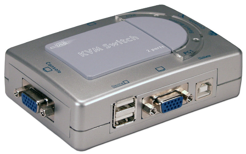 QVS KVM-12UN2 USB 2.0 2Port KVM Compact Switch with Built-in 2Port Hub