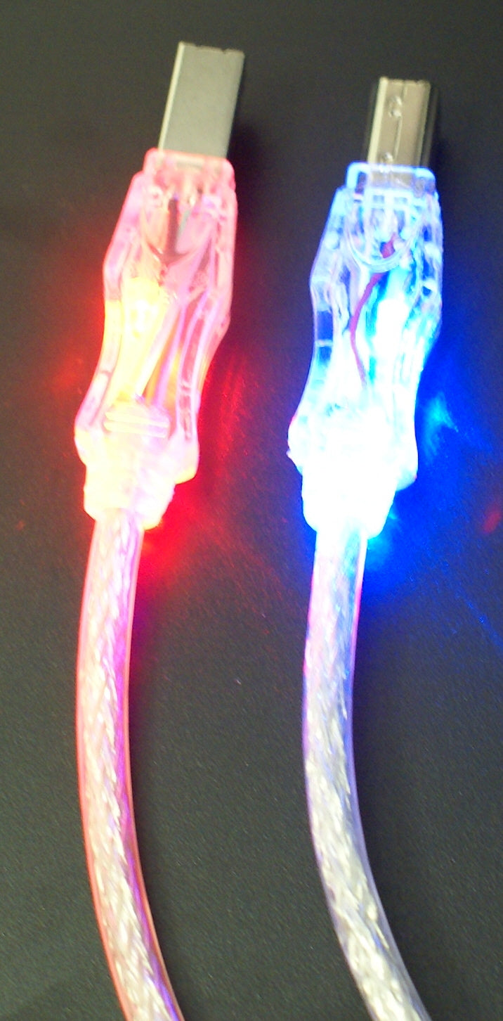 QVS USB2V-06RB 6ft Lighted USB 2.0 Cables with Red and Blue LEDs