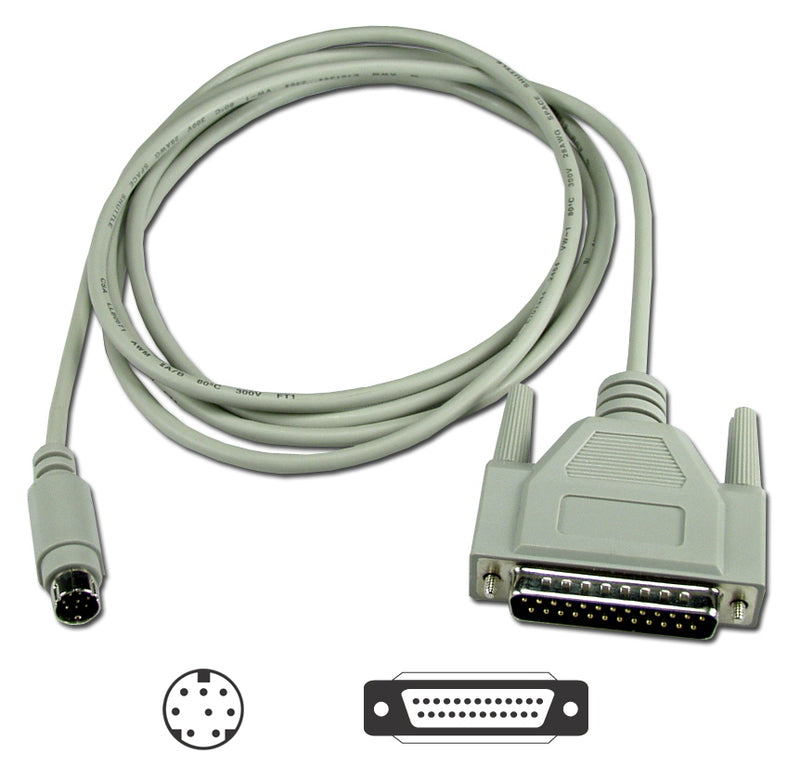 QVS CC505-10 10ft DB25 Male to Mini8 Male Apple Computer ImageWriter Printer Cable