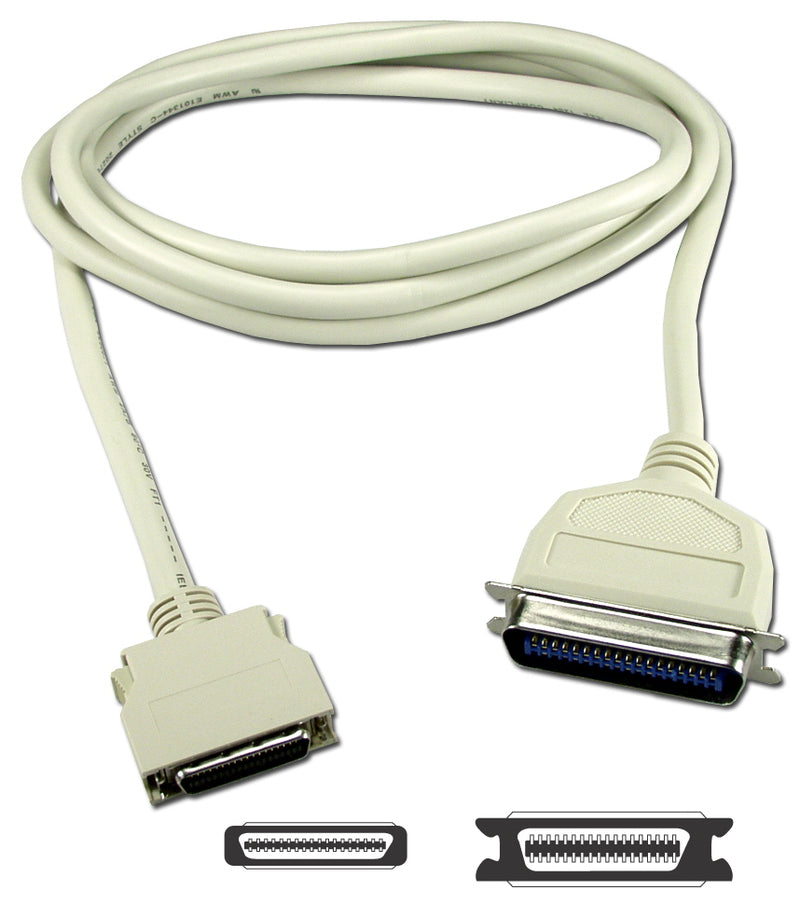 QVS CC409D-10 10ft Premium Parallel IEEE1284 MiniCen36 Male to Cen36 Male Bi-Directional Cable