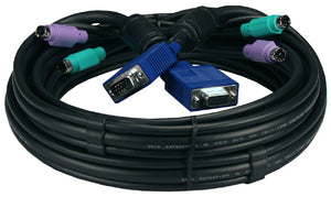 QVS C3P2A-03 3ft Premium Keyboard/VGA/Mouse Combo Cable for PS/2 KVM Switch with VGA Male Port
