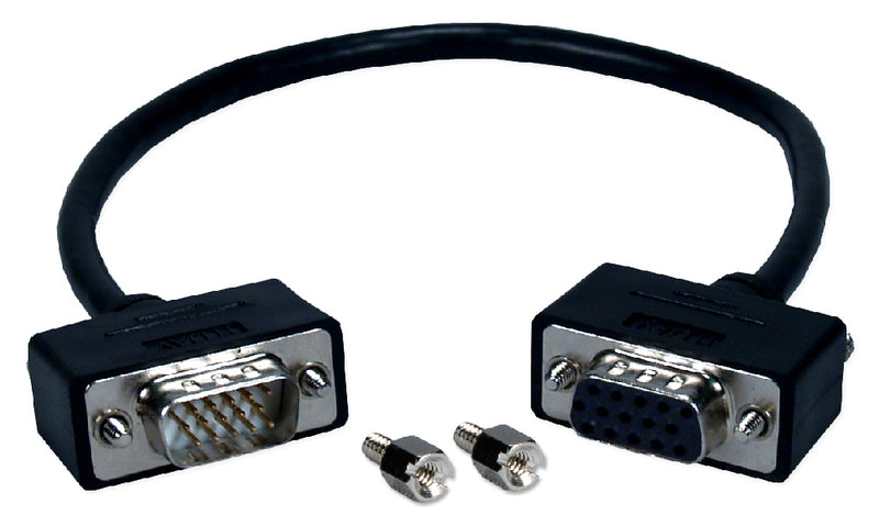 QVS 1ft High Performance UltraThin VGA PortSaver/Extension Cable with Panel-Mountable Connectors