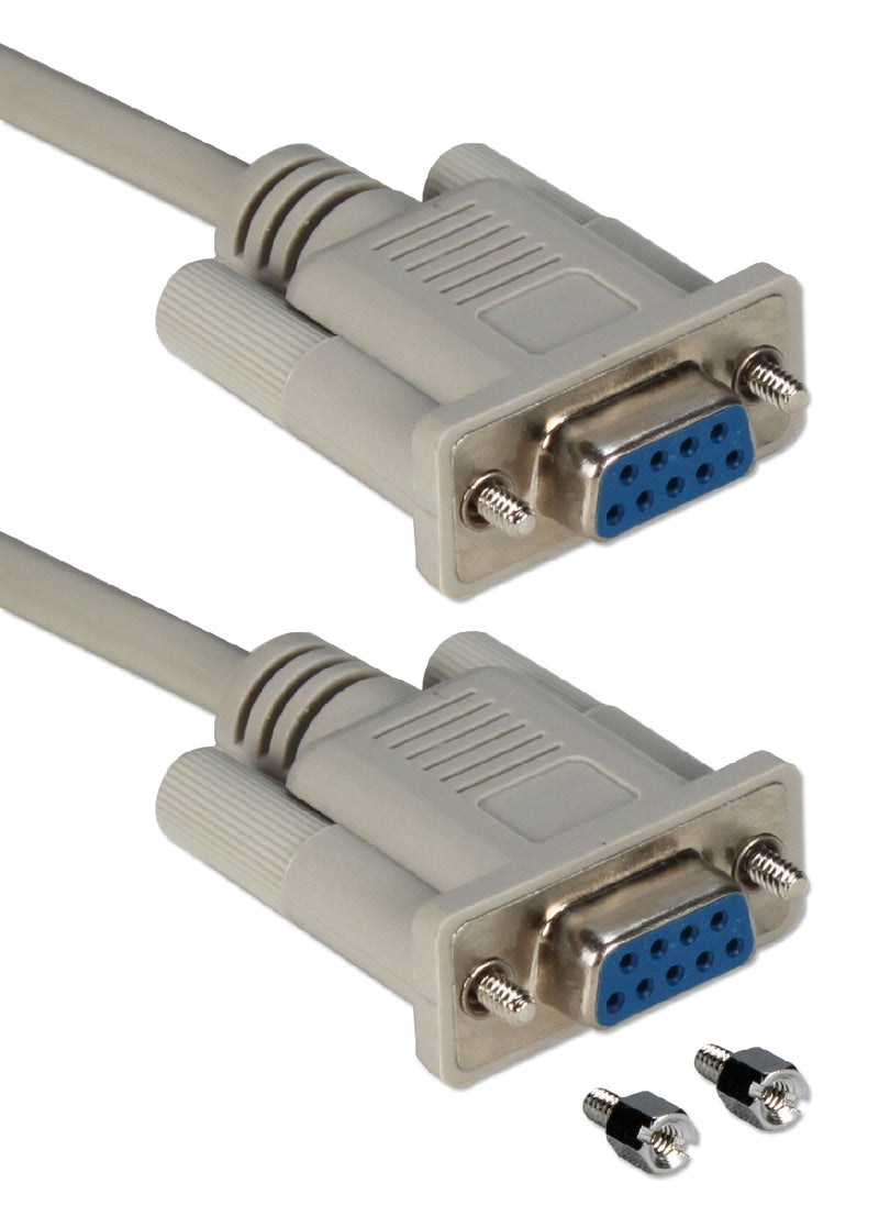 QVS CC328-06N 6ft DB9 Female to Female Fully-Wired Cable for Parallel or Serial Applications with Interchangeable Mounting