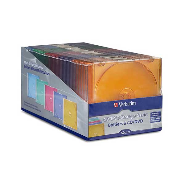 Verbatim Verbatim 94178 50-Pack Assorted Colors CD/DVD Color Slim Jewel Cases Default Title
