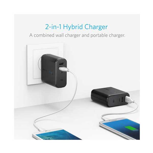 Anker A1621Z11 PowerCore Fusion 5000 High-Speed Portable Power Bank & Wall Charger