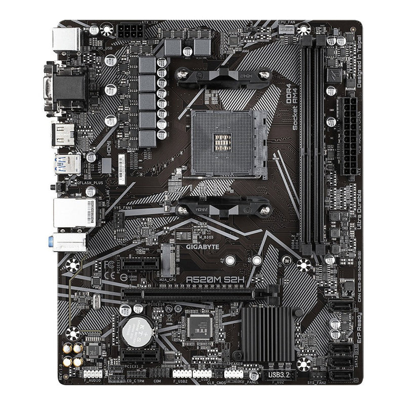 Gigabyte A520M S2H AMD A520 AM4 Ultra Durable Micro ATX Desktop Motherboard