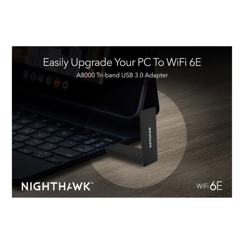 Nighthawk Tri-Band USB 3.0 WiFi Adapter – A8000, WiFi 6E