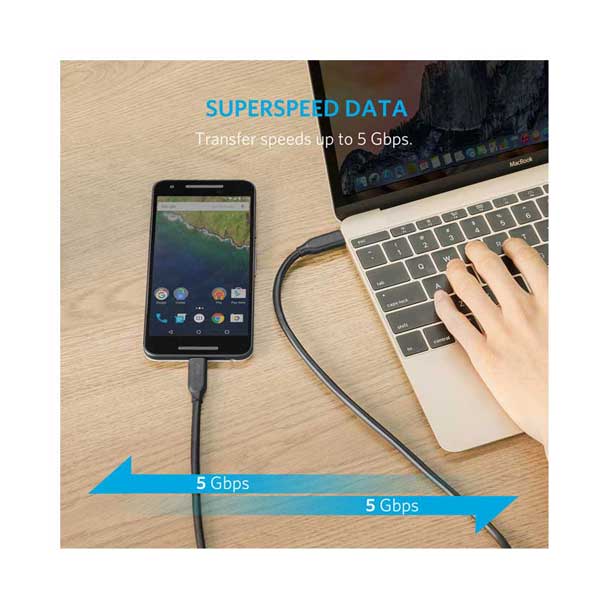 Anker A8188ZA2 3ft PowerLine USB-C to USB-C 3.1 with Power Delivery for USB Type-C Devices
