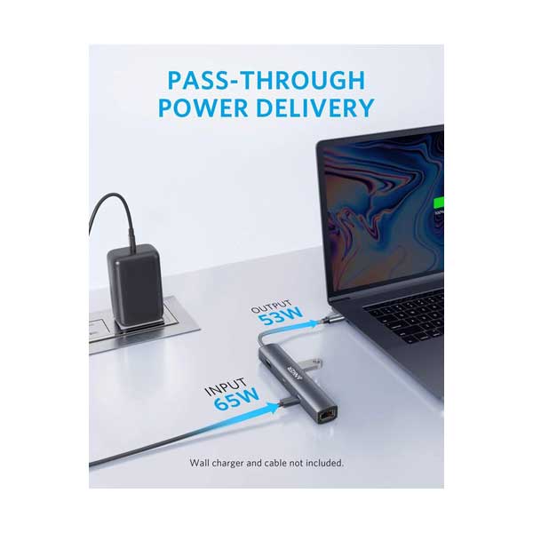 Anker A83650A 65W PowerExpand 6-in-1 USB-C PD Ethernet Hub with 4K HDMI Port
