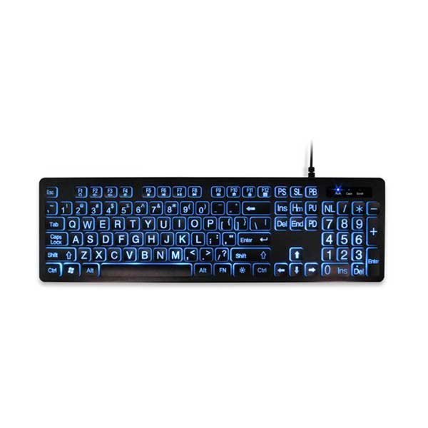 Aluratek AKBLED01FS Large Print Tri-color LED Backlight Illuminated Keyboard