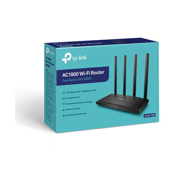 TP-Link ARCHER C80 4-Port Gigabit AC1900 Wireless MU-MIMO Wi-Fi 5 Router