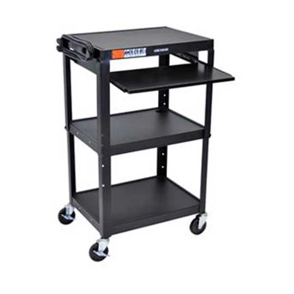 Luxor Adjustable Height Steel A/V Cart with Pullout Tray