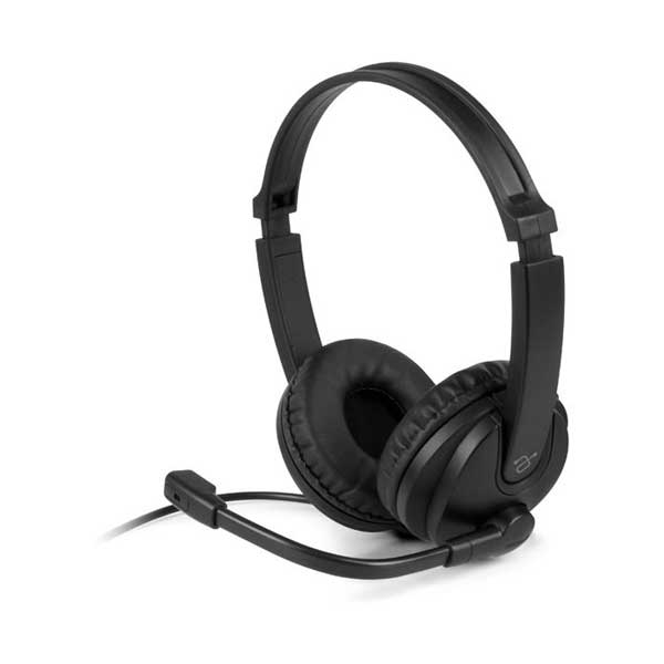 Aluratek AWHU02FB Wired USB Stereo Headset with Noise Cancelling Boom Mic and In-Line Controls