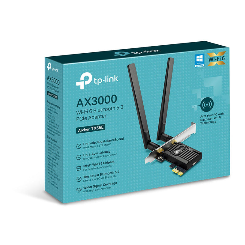 TP-Link Archer TX55E AX3000 Wi-Fi 6 Bluetooth 5.2 PCIe Adapter