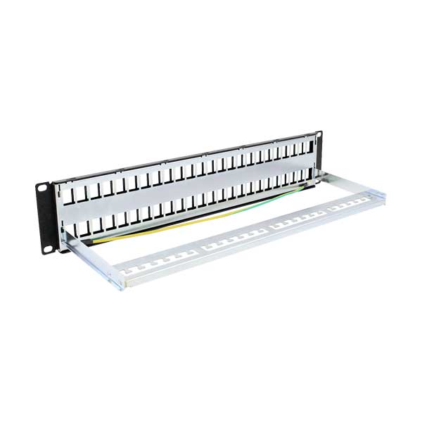 Wavenet BPPWM‐48 2U 48-Port Blank Keystone Patch Panel with Copper Ground Wire and Removable Lacing Bar