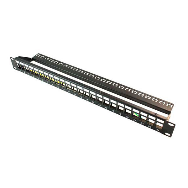Wavenet Wavenet BPPWM‐24 1U 24-Port Blank Keystone Patch Panel with Copper Ground Wire and Removable Lacing Bar Default Title
