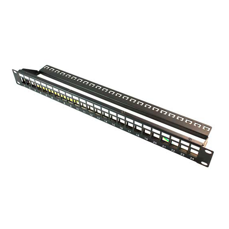 Wavenet BPPWM‐24 1U 24-Port Blank Keystone Patch Panel with Copper Ground Wire and Removable Lacing Bar
