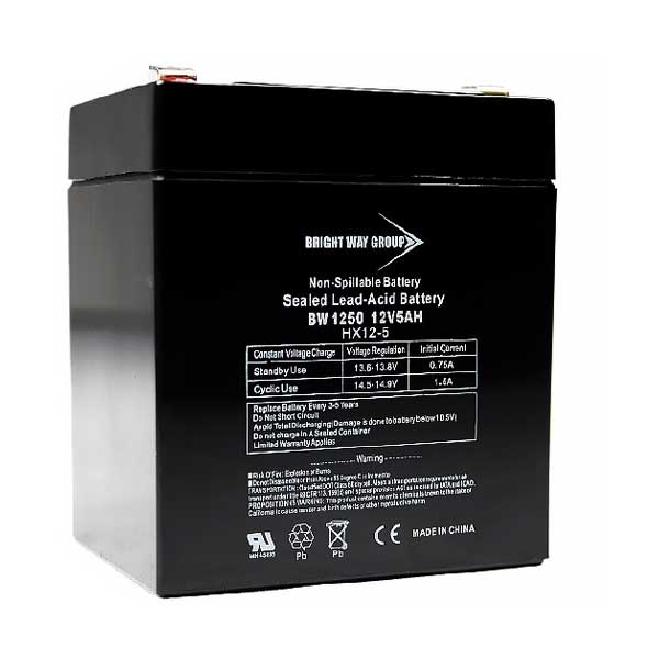 Bright Way Group BW 1250 - F1 12V 5Ah Rechargeable Sealed Lead Acid Battery with F1 Terminals