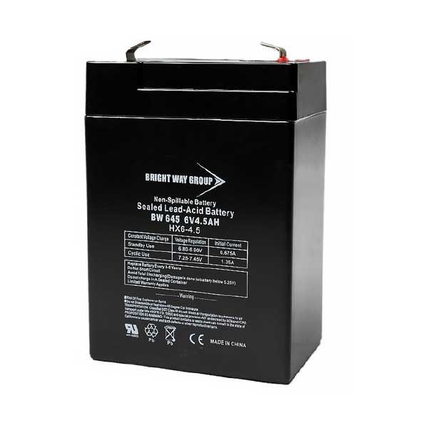 Bright Way Group BW 645 F1 6V 4.5Ah Rechargeable Sealed Lead Acid Battery with F1 Terminals