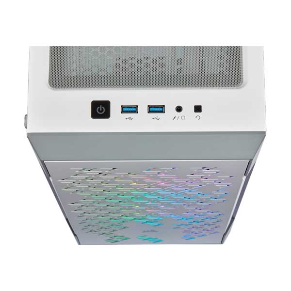 CORSAIR CC-9011174-WW White iCUE 220T RGB Airflow Tempered Glass Mid-Tower Smart Case
