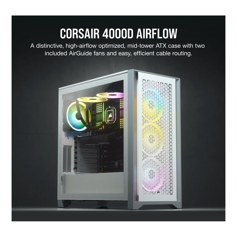 Corsair 4000D AIRFLOW Tempered Glass Mid-Tower ATX Case — White - Tech Bit  Store