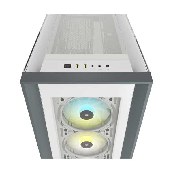CORSAIR CC-9011213-WW iCUE 5000X RGB Tempered Glass White Mid-Tower ATX PC Smart Case
