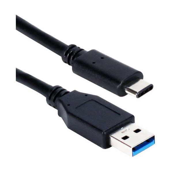 QVS CC2231A-2M 6.5ft USB-C to USB-A 3.1 5Gbps 60-Watts Sync & Power Cable