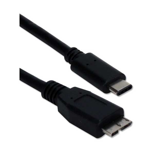 QVS QVS CC2233-1M 3.28' 1 Meter USB-C Male to Micro-USB 3.0 Male SuperSpeed 5Gbps 3Amp Sync & Charger Cable Default Title
