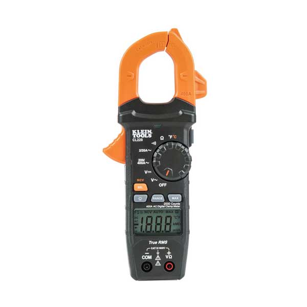 Klein Tools CL220 Digital AC Auto-Ranging TRMS 400 Amp Clamp Meter with Temperature