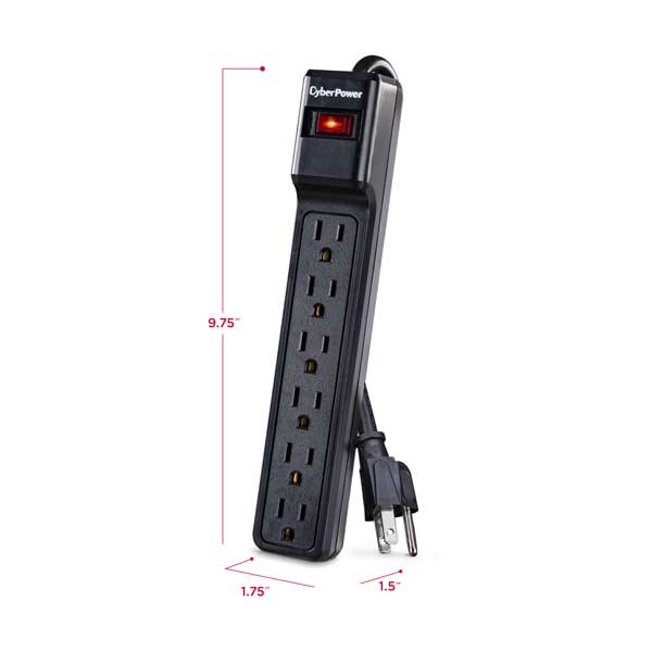 CyberPower CSB604 6-Outlet 900 Joules Essential Surge Suppressor with 4ft Cord