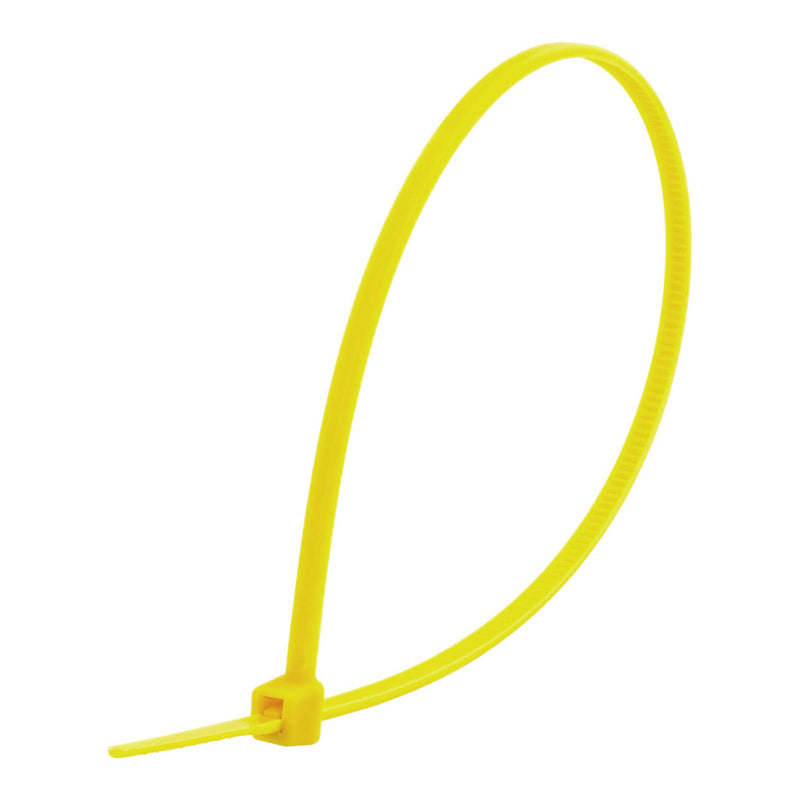 Secure Cable Ties CT-08018-YW 8" Yellow Miniature Nylon Cable Tie - 100 Pack