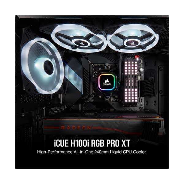 CORSAIR CW-9060043-WW iCUE H100i RGB PRO XT Liquid CPU Cooler with Dual 120mm Fans