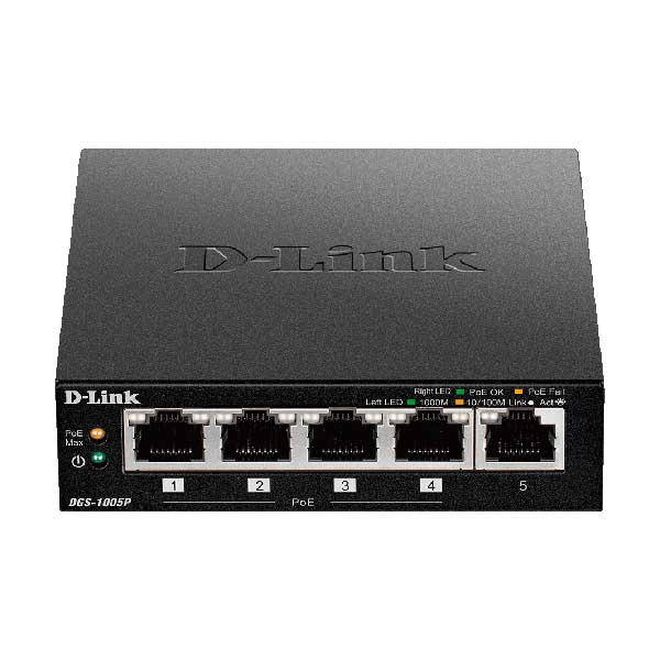 D-Link DGS-1005P 5-Port Gigabit Desktop Switch with 4 PoE Ports