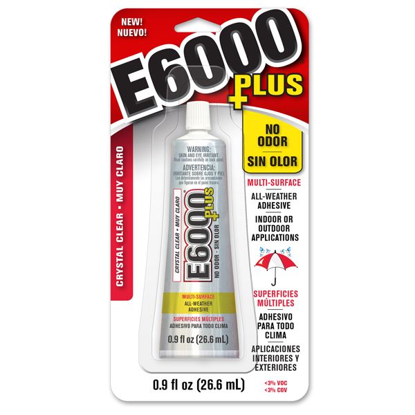 Eclectic E-6000CLR PLUS E6000 Plus 0.9 oz. Clear No Odor Multi-Surface All-Weather Adhesive