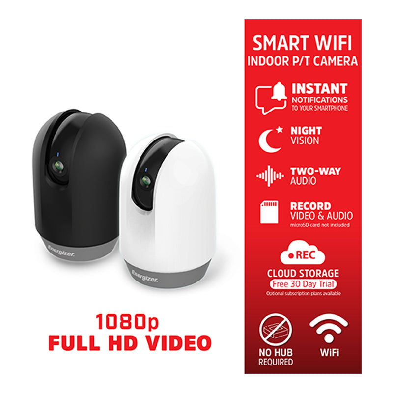 Energizer EIP1-1004-WHT White Smart Wifi 1080p Pan & Tilt Indoor Video Camera