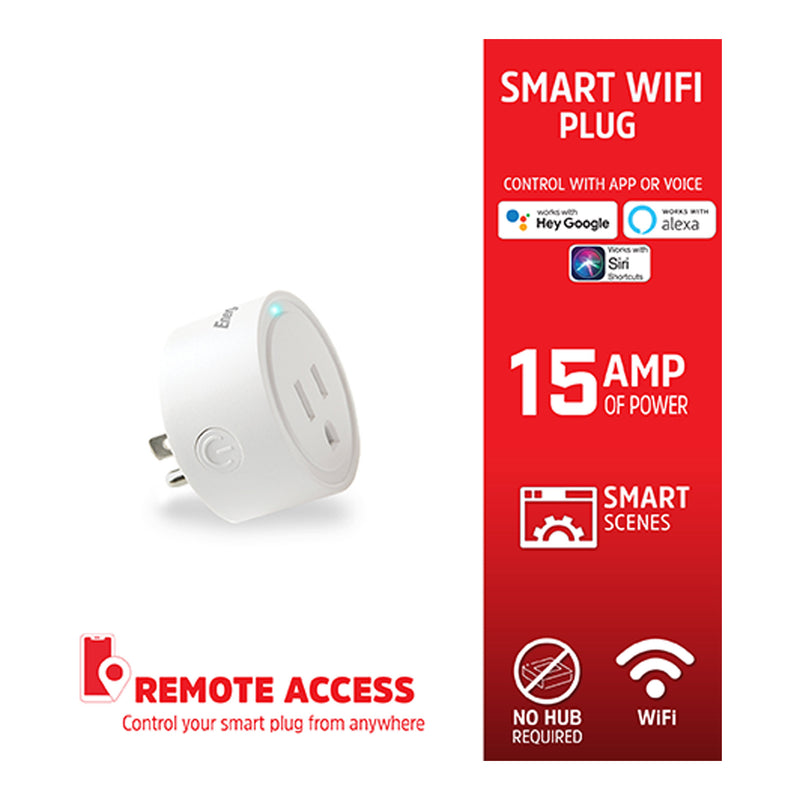 Energizer EIX3-1003-WHT 15A Smart WiFi Wall Plug