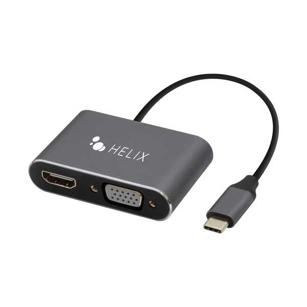 Helix ETHADPCHV 4K Ultra-HD USB-C to HDMI and VGA Adapter