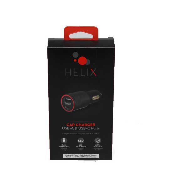 HELIX 2PT CAR CHARGER USB-C/A
