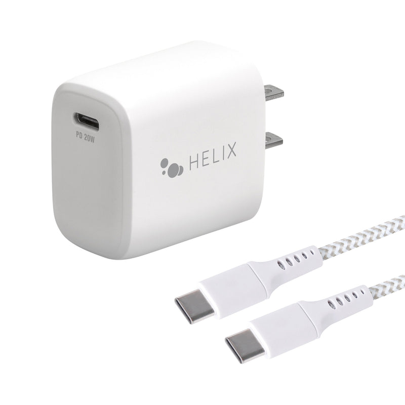 Helix ETHNBC20LT 20W PD USB-C Laptop Charger with 5ft Braided USB-C Cable