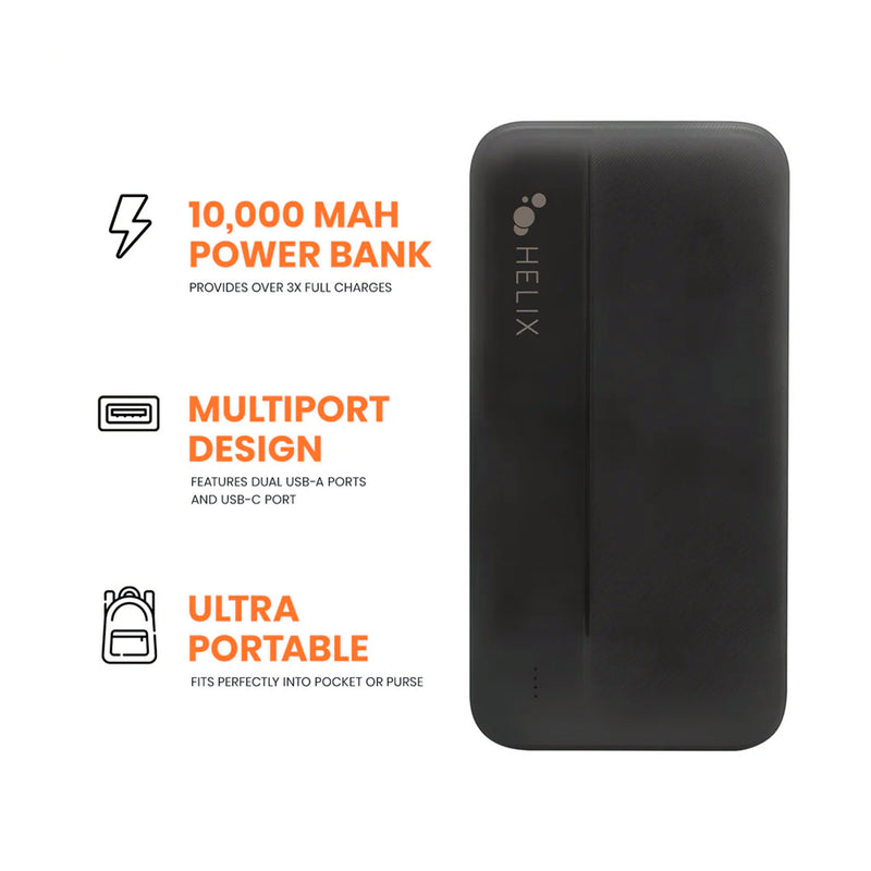 Helix ETHPB10PD 10,000 mAh Power Bank with Dual USB-A Ports