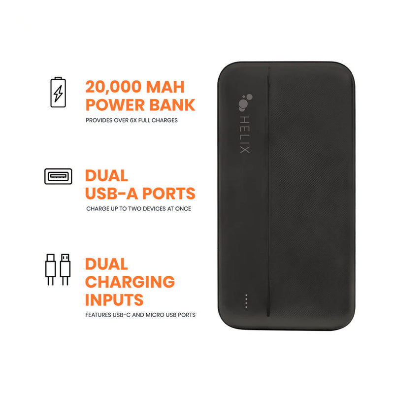 Helix ETHPB20PD 20,000 mAh Power Bank with USB-C and USB-A Ports