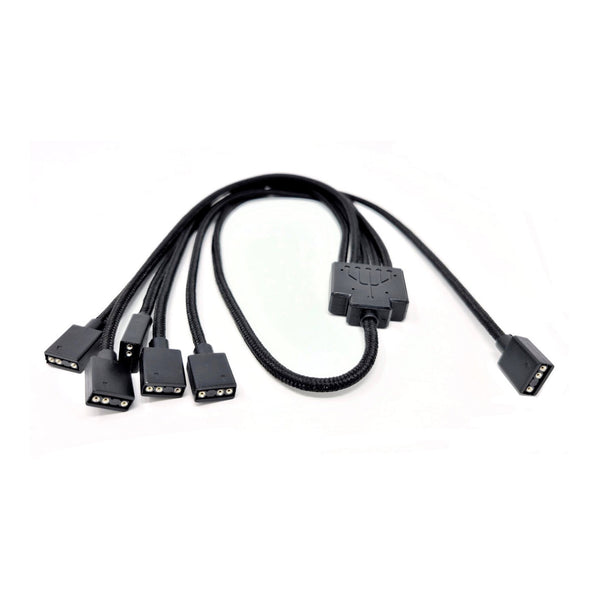 Micro Connectors Micro Connectors F04-15AS70-BK 70cm Black Premium Sleeved 1 to 5 3-Pin Addressable (ARGB) Splitter Cable Default Title
