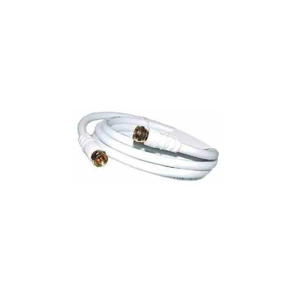 RG-6 Coax Cable w/ Gold F Connectors - White / 50'
