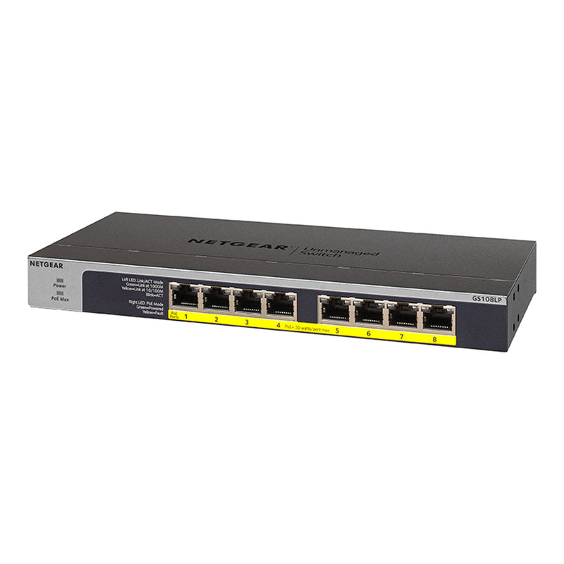 NETGEAR GS108LP-100NAS 8-Port PoE+ Gigabit Ethernet Unmanaged Switch with FlexPoE