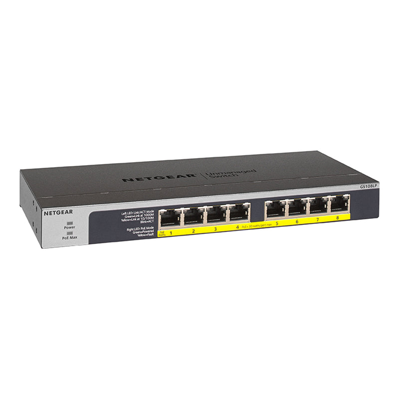 NETGEAR GS108LP-100NAS 8-Port PoE+ Gigabit Ethernet Unmanaged Switch with FlexPoE
