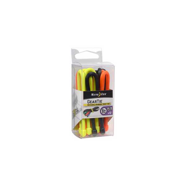 Nite Ize 6" Gear Tie Pro Pack Reusable Rubber Twist Ties (12 Pack, Assorted Colors)