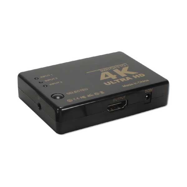 QVS HD-31C 3x1 3-Port HDMI 4K HDTV/HDCP Compact Switcher with IR Remote