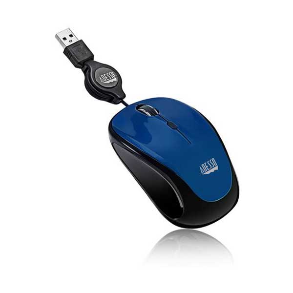Adesso IMOUSE-S8L Blue USB Illuminated Retractable Mini Mouse